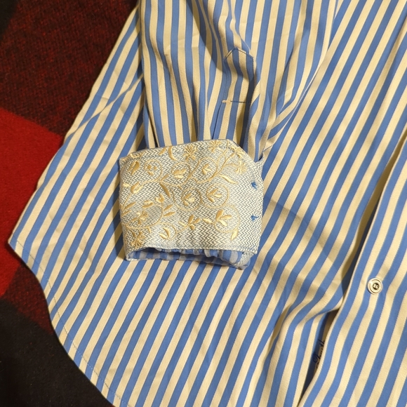 Robert Graham Classic Fit Multicolor striped Button Down Shirt Flip Cuff Men's L - Picture 5 of 8